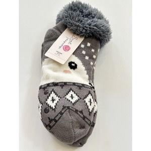 Secret Treasures Women's KNITTED GRAY Low Cut Slipper Socks Faux Fur Size 4-10